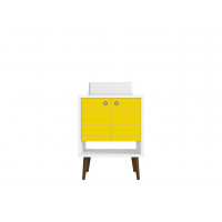 Manhattan Comfort 239BMC64 Liberty 23.62 Bathroom Vanity with Sink and 2 Shelves in White and Yellow